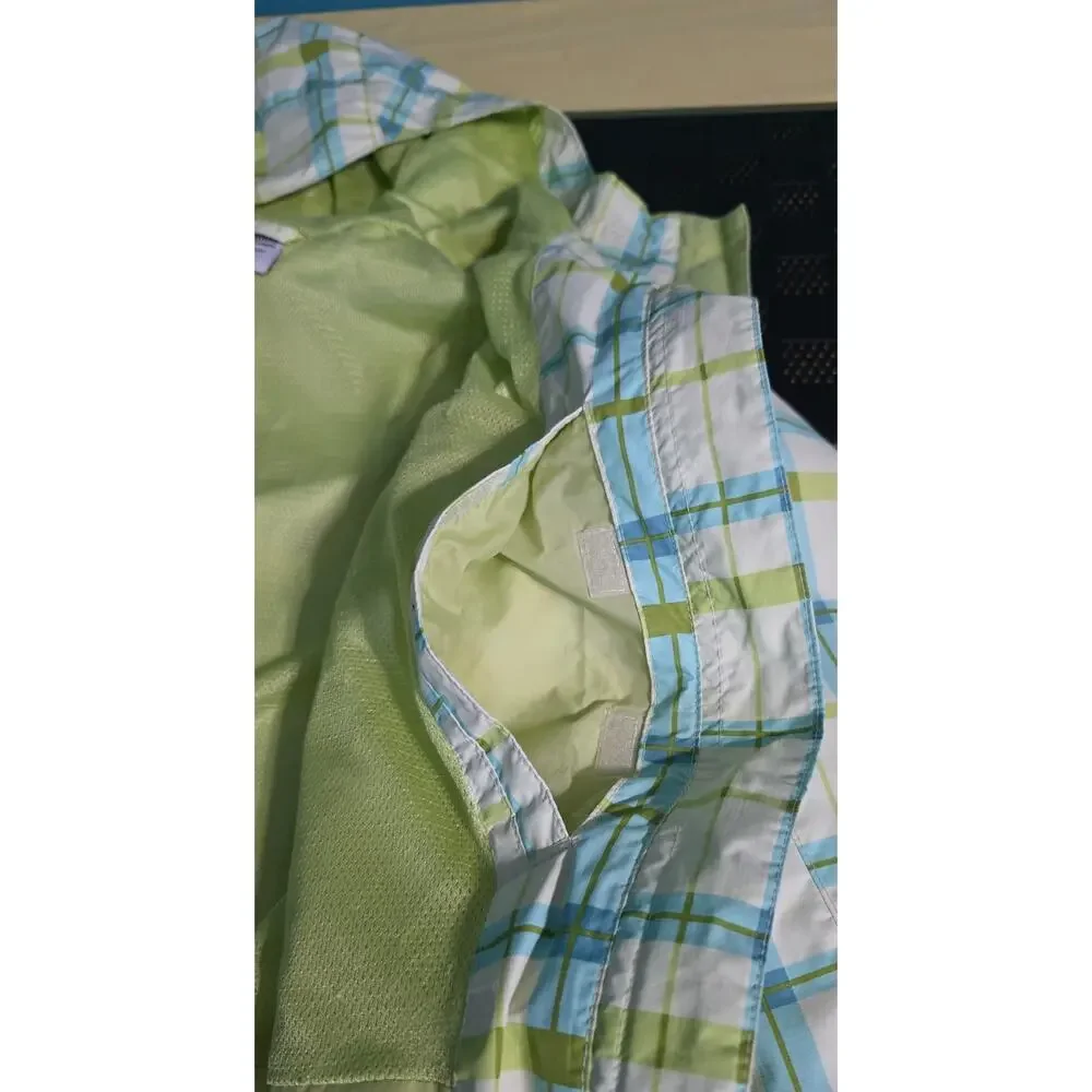 Columbia Omnishield Plaid Mesh Lined Waterproof Rain Jacket‎ girls Size 14/16